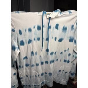 Chico’s Weekends Tie-Dye Hoodie Women’s Size 0 Small Blue White Cotton Viscose